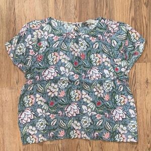 LOFT Floral Patterned Blouse in Green and Pink